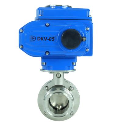 China DKV 220v DC Volt DN50 51mm General Sanitary Threaded Electric Butterfly Valve For Water for sale