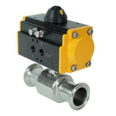 China DKV Grade Air Circulation Spring Control Valve Tri-Flange Sanitary Pneumatic Straight Return Straight Way Ball Valve For Kitchen for sale