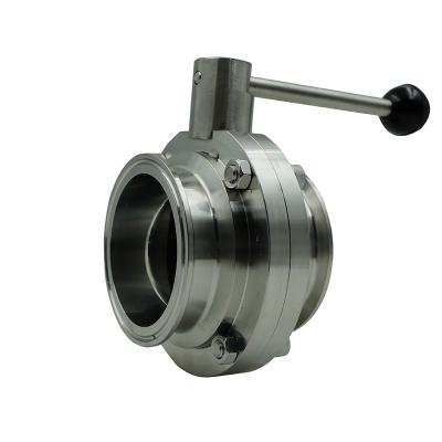 China 304/316 Stainless Steel General Sanitary Manual Tri Clamp Butterfly Valve With Pull Handle for sale