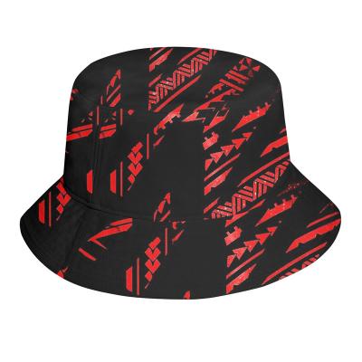 China New Image Style Designer Red Polynesian Tribal Fisherman Hat For Women Fashion Custom Bucket Hats With Logo Wholesale Bucket Hats for sale