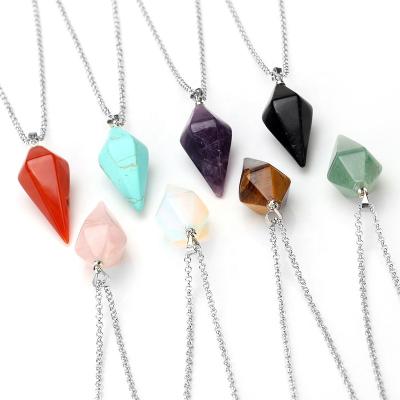 China Wholesale Hiphop Handmade Hexagon Necklace Natural Stone Pendant Crystal Necklace Fashion For Women Men Gift Jewelry for sale