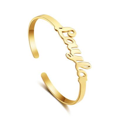 China DIY FASHIONABLE Custom Nameplate Bracelet 18K Vacuum Delicate Gold Plated Stainless Steel Bracelet Maker for sale