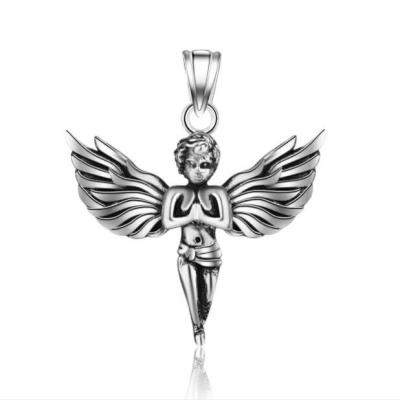 China Fashionable Baby Angel Wing Charm Pendant Stainless Steel Jewelry Necklace for sale