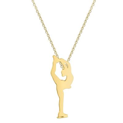 China Trendy Figure Skater Necklace Women Ice Skating Necklace Men Stainless Steel Pendant Jewelry for sale