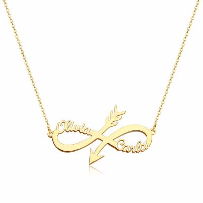 China Fashion Jewelry Custom Arrow Name Necklace Personalized Gold Infinity Necklaces For Women Stainless Steel Jewelry for sale