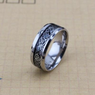 China Trendy Fashion Silver Celtic Titanium Stainless Steel Men's Dragon Wedding Band Ring for sale