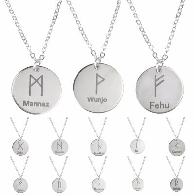 China Trendy Steel Color 25 Styles Rune Letters Necklace Pendant Stainless Steel Choker Jewelry for sale