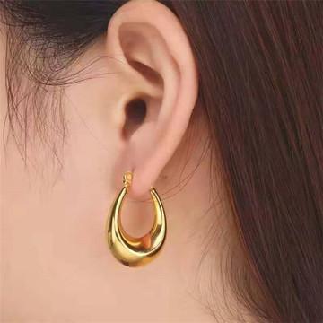 China TRENDY Classic Oval Jewelry 18K Stainless Steel Chunky Hoop Earring For Women Gold Plated for sale