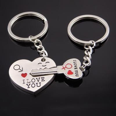 China 1 Pair Lover Gift Heart Keychain Keyfob Keychain Couples Fashionable Valentine's Day for sale