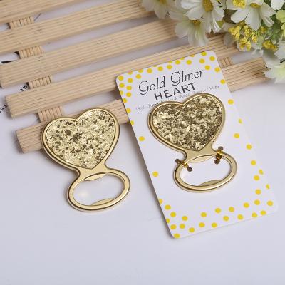 China Viable Love Heart Gold Bottle Opener Zinc Alloy Wedding Gift For Guest for sale