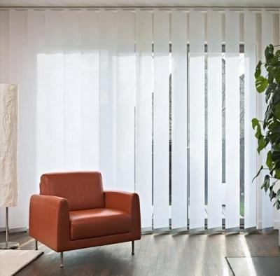 China Lower open high quality home elegant sheer fabric white vertical blind and curtain customized for sale