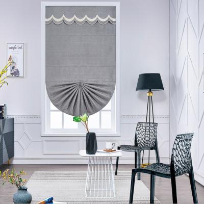 China European style fan shape grey Roman blind track modern simple Customized living room dining room solid color for sale