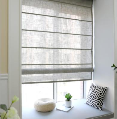 China Light grey Plain linen curtain Roman blinds sheer curtain customized for bedroom living reading dinning room for sale