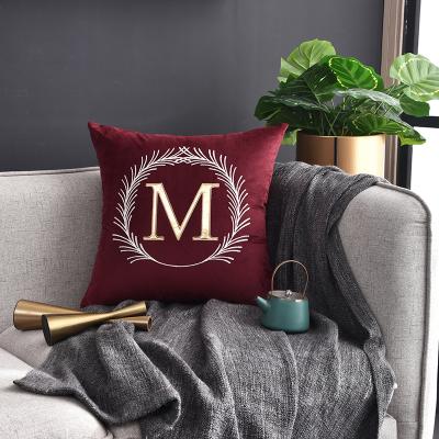 China Viable Wholesale Savvydeco Gold Applique Velvet Cushion Cover Custom Christmas Alphabet Pillow Luxury for sale