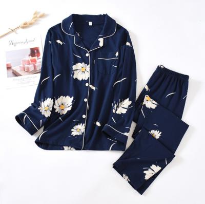 China Hot Sale QUICK DRY Pajamas Set For Women Lapel Nightgowns Summer Sleepwear Ladies Cotton Nightgowns for sale