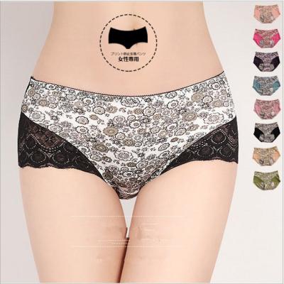 China Wholesale Women Antibacterial Froal Printed Period Underwear Lace Up Sanitary Underwear for sale