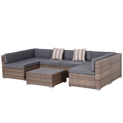 China Bsonway 7-Piece Modern Outdoor Patio Furniture Set with Modern Rattan Wicker - Perfect for Garden, Deck and Backyard - Gray for sale