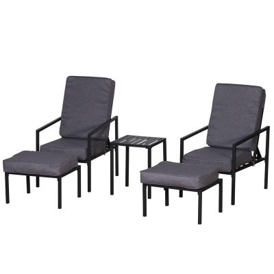 China Bsonway 5pc Modern Garden Recliners With Stools And Coffee Table Set for sale