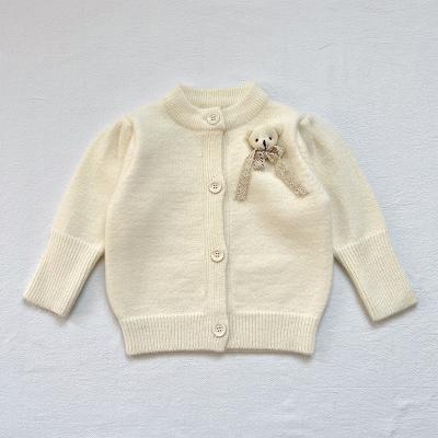 China 2022 Autumn Children Girls Clothing High Quality Anti-shrinkage Custom Cardigan Back Sweet Girls' Sweaters for sale