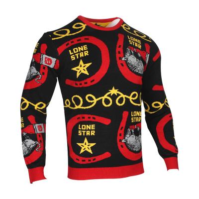 China Factory Wholesale Anti-Wrinkle Knit Jacquard Graphics Funny Christmas Sweater Jumper Custom Crewneck Ugly Christmas For Men for sale