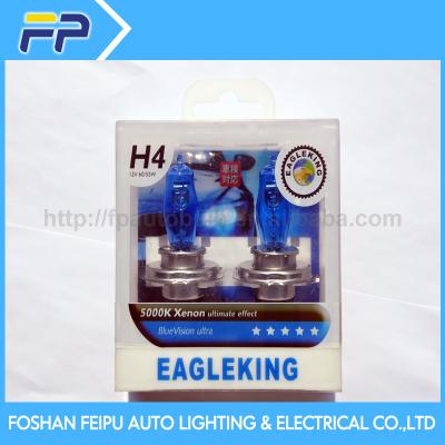 China Quartz Brand H4 12v 60/55w UV Protected Glass Eagleking Glass Yellow Halogen Bulb for sale