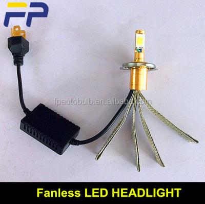 China Aircraft aluminum high quality fanless led headlight 2017 led h4 30w 3000lm 3000k 4300k 6000k h1 h7 h4 led headlight p43t for sale