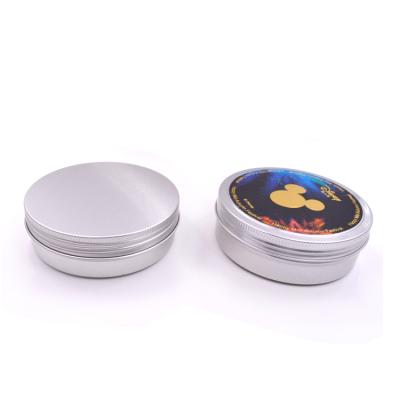 China Cosmetic 250ml Metal Cosmetic Container Aluminum Box With Lid Silver Round Shape Aluminum Tin Can for sale