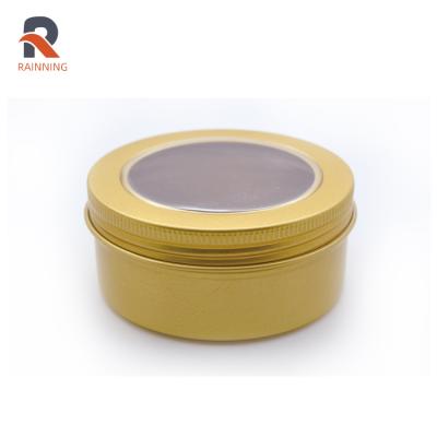 China Luxury Chinese Food 150ml Aluminum Metal Box Gold Color Aluminum Tea Container Tin Packages With Screw Thread Lid for sale