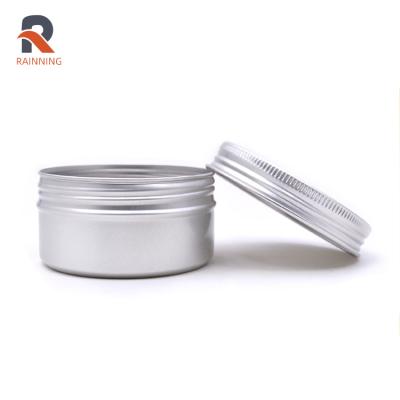 China 80ml 2.7oz Round Silver Tin Containers Aluminum Metal Cosmetic Case Jar Storage Travel Can For Lip Balm Nail Art Tea Candle for sale