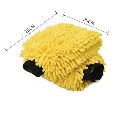 China Double Sided Car Wash Durable 28*20cm Glove Microfiber Car Dust Auto Wash Glove Cleaning Towel For Adult for sale