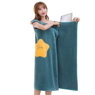 China Child Safe Bath Towel Coral Fleece Women Girl Wearable Wrap Beach Spa Wrap Skirt Soft Quick Dry Bathrobe for sale