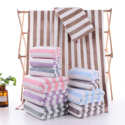 China Coral Fleece Water Ripple Hair Face Hand Bath Kid Safe Swimming Towel Sets Bathroom Towel For Women for sale