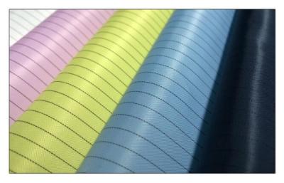 China 5mm Strip Esd Clothing Material Grid / Streak Cleanroom Fabric Carbon Fiber for sale