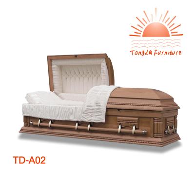 China TD-A02 American style solid wood funeral casket in alibaba for sale