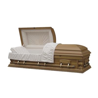 China American Style TD--A08 Half Wooden Funeral Coffin Couch Casket With Inner Export Casket for sale