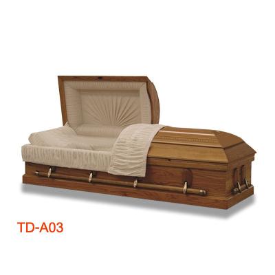 China TD-A03 American Style American Style Coffin Lined With Cream Velvet Interior for sale