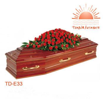 China TD-E33 European style solid wooden coffin for sale