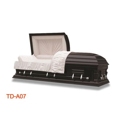 China TD-A07 American Style Half Couch Solid Poplar Casket Casket for sale