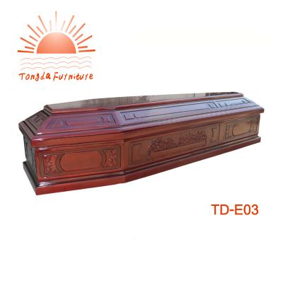 China European style TD--E03 factory outlet solid cherry wood coffin with low price for sale