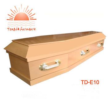 China European style TD--E10 customized solid paulownia casket with handles for funeral use for sale