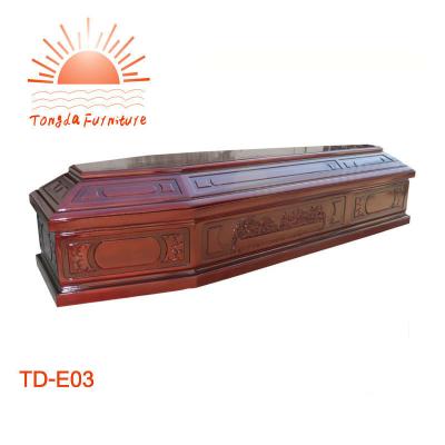 China TD-E03 European Style European Style Wooden Coffin Carving Funeral Equipment for sale