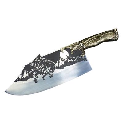 China 12 Inch Viable Chinese Handmade Chef's Knife With Metal Handle Durable Meat Bone Cutting Spider-Man Stainless Steel Knife for sale