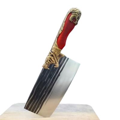 China 2023 Chinese Longquan Viable Manufacturer Forged Professional 12 Inch Household Tiger Decoration All-Copper Bone Cleaver for sale