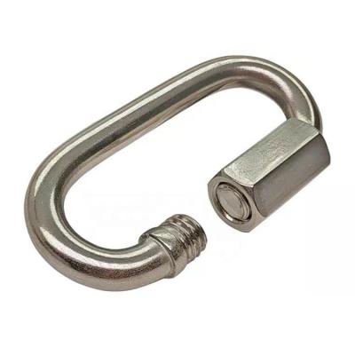 China Corrosion resistance Wholesale 7mm Stainless Steel 316 Durable Hiking Climbing Oval Carabiner Safety Quick Link With Screw for sale