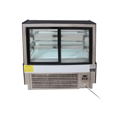 China Single-temp Curved Stainless Steel Temperature Control Cake Cabinet High Quality Intelligent Display for sale