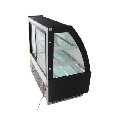 China Single-temperature Long Service Life Temperature Adjustable Bakery Curved Commercial Glass Cake Display Refrigerator for sale