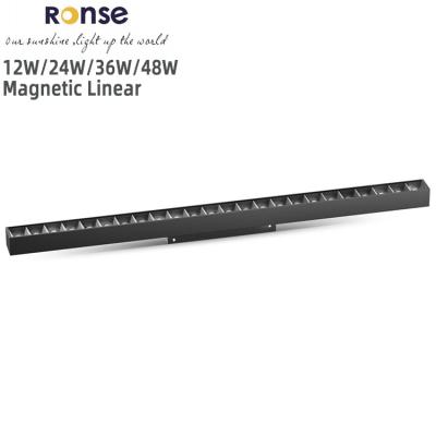 China RONSE Modern 12w 24w Led Magnetic Grill Lights Black Magnetic Linear Pendant Lights Modern 4 Wire Led Magnetic Grill for sale