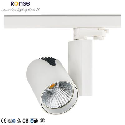 China RONSE Modern Super Shine Mall Shops Show Aluminum COB Ceiling 50w Track Rail Led Spotlight Honey Comb Lens 1 Way 3 Phase Led for sale