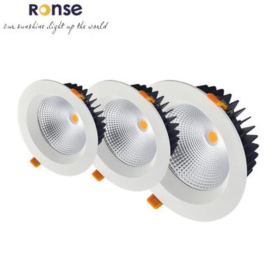 China High Efficient& RONSE Energy Saving Led Spot Dimmable 20w 30w 40w 60w Downlight Aluminum Trunk Led Ceiling Light Black Commercial Led Downlight for sale