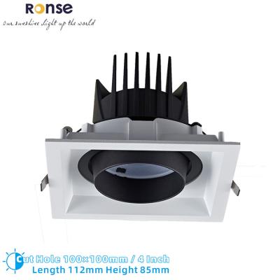 China RONSE Modern Light Grill 95mm Dia Grille Recessed Led Down Recessed Adjustable Led Grill 12w Anti Glare Cob Down Light 1000Lm for sale